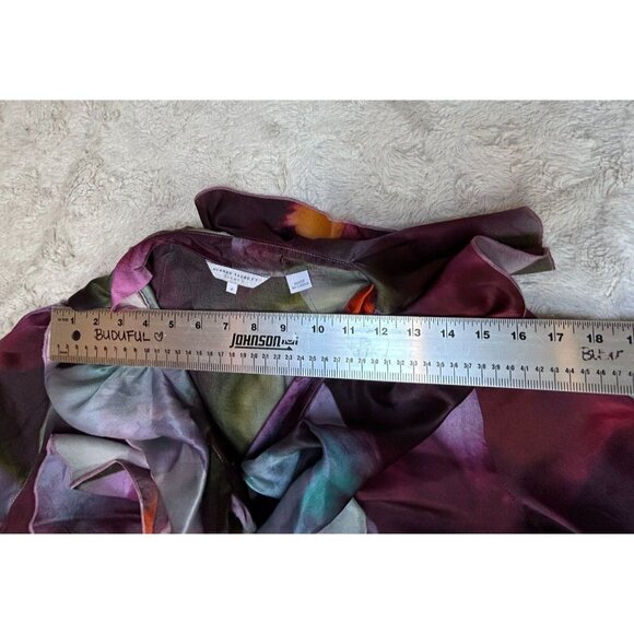 Audrey Talbott Carmel Silk Ruffle Blouse Top Size 6 Burgundy Abstract Print Boho - Picture 7 of 9